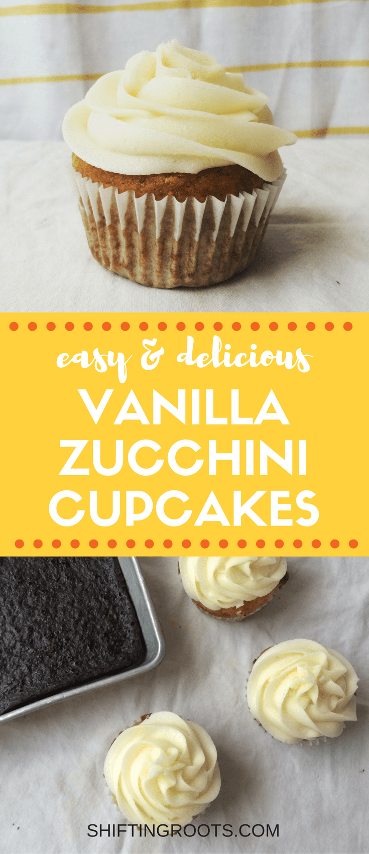 I was tired of the usual chocolate zucchini cupcake recipe, so I whipped up this easy white version instead. It's healthier than a regular cupcake, which makes up for the buttercream frosting, amirite?