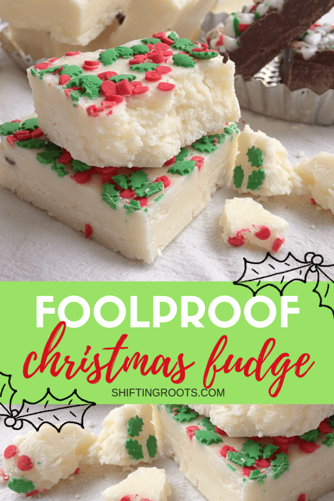 You can't go wrong with this easy, foolproof Christmas fudge!  It's a no bake version with sweetened condensed milk that tastes amazing with chocolate, white chocolate, or any add ins you want.  Make some for the perfect homemade gift! #fudge #Christmas #easy