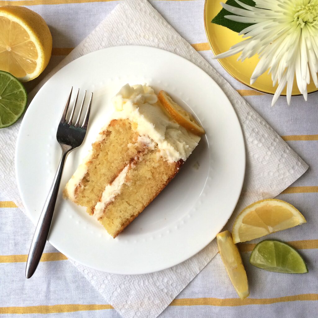 lemon cake with candied citrus and lemon buttercream