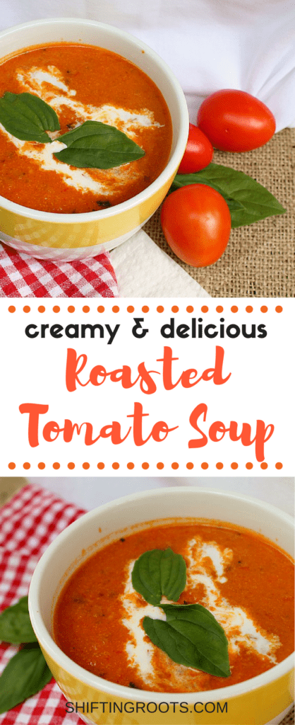 Harvest season means a surplus of tomatoes. My favourite way to use them is this creamy roasted tomato soup. Chock full of tomatoes, zucchini, peppers, carrots, onions, garlic, and basil, it's an easy and healthy recipe you'll want to make again and again.