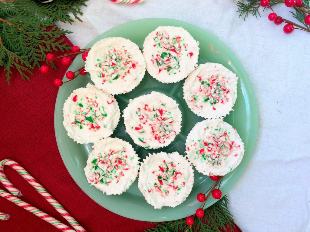 Trouble staying awake with all the Christmas baking you're doing? Make some of these no-bake mocha mint cheesecake bites. It's an easy mini cheesecake recipe with oreos, candy canes, and Dusty Plains Cold Brew Coffee that's like a party in your mouth. #cheesecake #christmasbaking #holiday #coldbrewcoffee #coffeerecipe #christmas #holidaybaking #nobakecheesecake #cheesecakebites #candycane #oreo