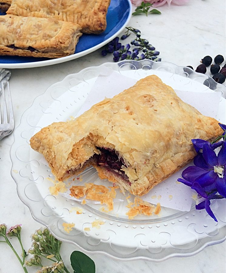 Have a few leftovers from making a Saskatoon berry pie recipe?  Don't through them out, make these easy hand pies instead. #handpies #pie #saskatoonberries #saskatoonberryrecipes #easyrecipes #dessertrecipes #summerdessertrecipe #pierecipe
