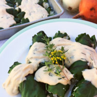 Beet Leaf Rolls with Creamy Dill Sauce