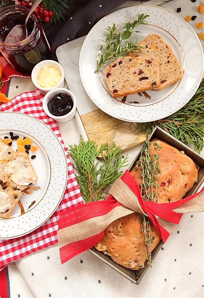 Hate fruitcake?  You'll love this German-Canadian hybrid of hutzelbrot and stollen.  It's a delicious Christmas fruit bread recipe in a loaf pan that your friends and family will actually want to eat this holiday.  Think of it as the best white fruitcake. #fruitbread #christmas #bread #hutzelbrot #stollen