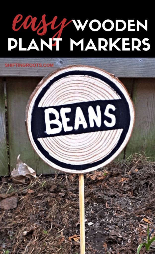 These DIY wooden garden markers would be so cute in my vegetable garden, or even for my outdoor herbs and perennials. They use dollar store items and would be perfect for a craft with the kids! #plantmarkers #gardenmarkers #vegetable #diy #gardenart