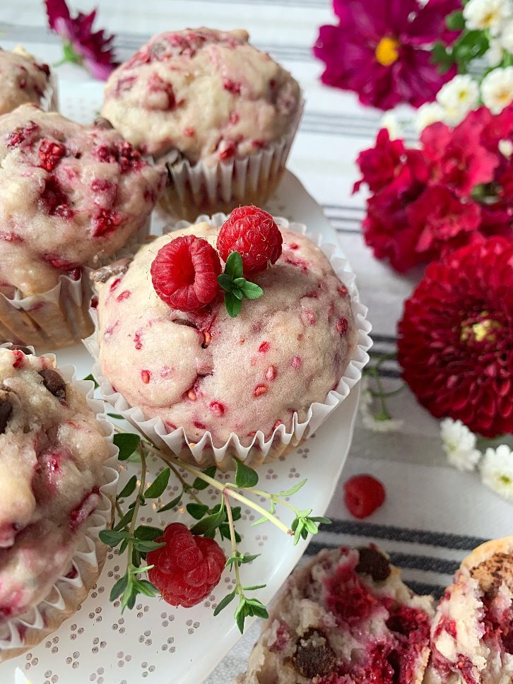 Raspberry Muffins with Chocolate Chips