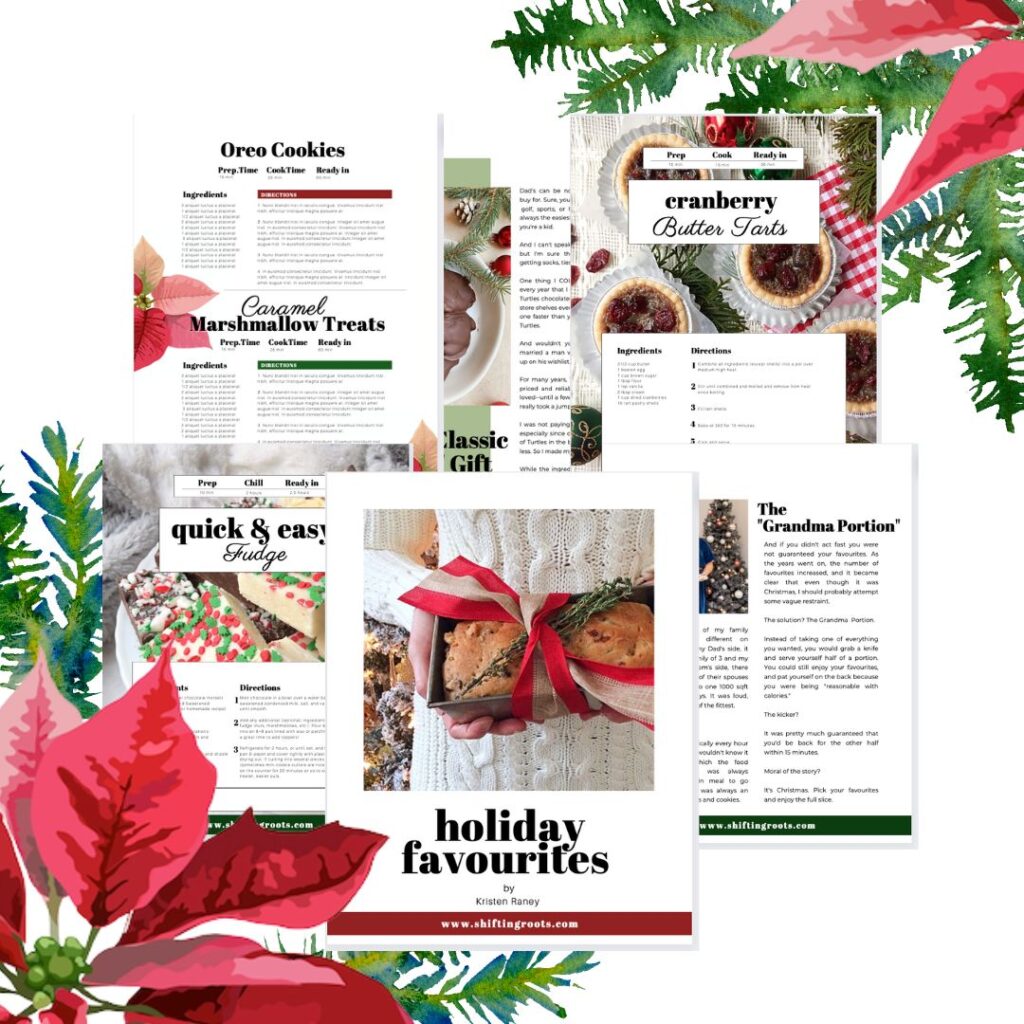 A sample of the recipes and pages in Holiday Favourites digital recipe book.