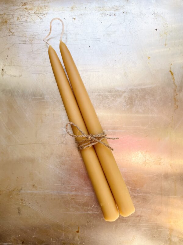 pair of hand-dipped beeswax candles